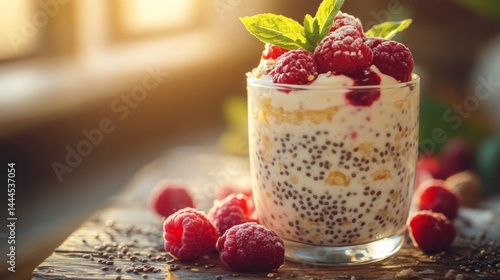 Healthy breakfast with chia seeds