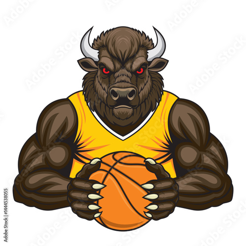 bison basketball mascot vector illustration design