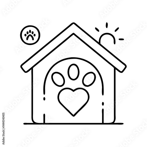 animal shelter icon, animal shelter line art - simple line art of animal shelter, perfect for animal shelter logos and icons