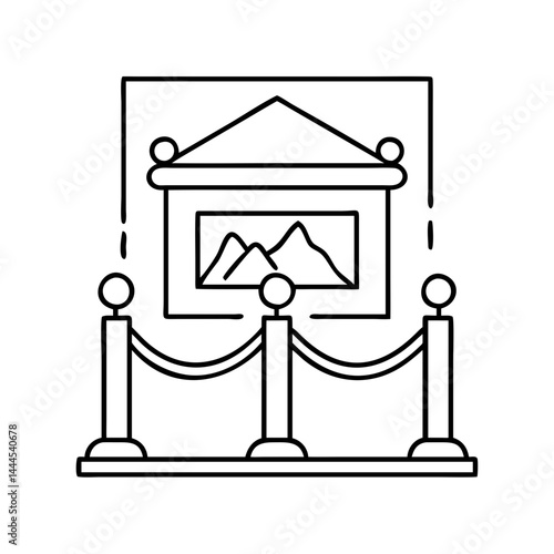 art gallery icon, art gallery line art - simple line art of art gallery, perfect for art gallery logos and icons