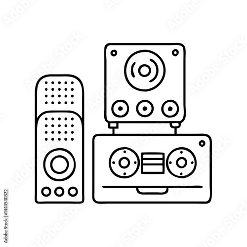 audio equipment icon, audio equipment line art - simple line art of audio equipment, perfect for audio equipment logos and icons