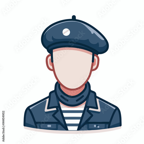 beret, hat, cap, fashion, isolated, head, accessory, background, man, french, france, cartoon, white, style, vector, wear, design, character, female, vintage, artist, army, illustration, freedom, clot