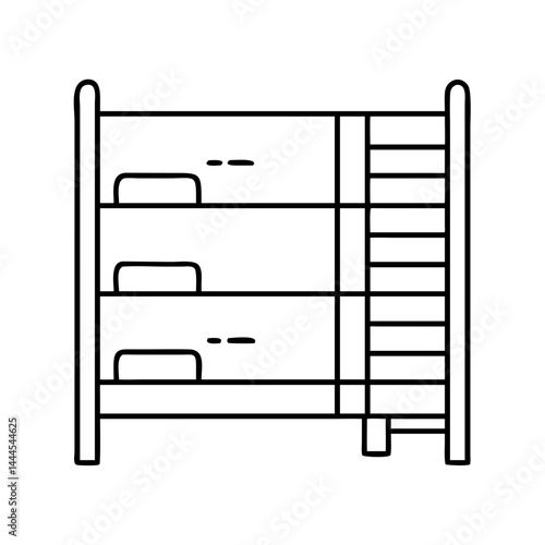 bunk bed icon, bunk bed line art - simple line art of bunk bed, perfect for bunk bed logos and icons
