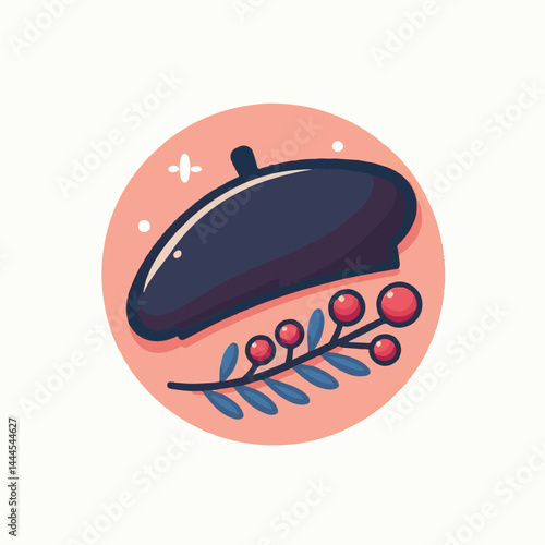 beret, hat, cap, fashion, isolated, head, accessory, background, man, french, france, cartoon, white, style, vector, wear, design, character, female, vintage, artist, army, illustration, freedom, clot