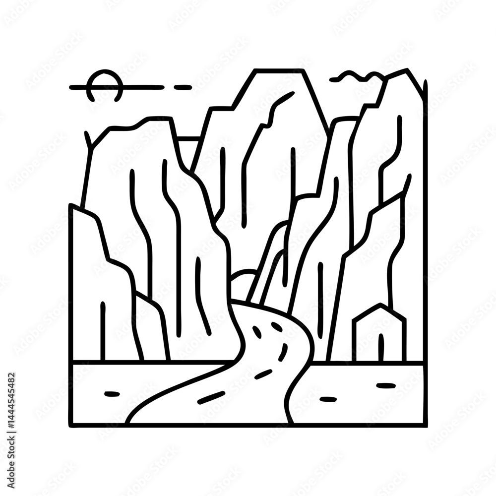canyon icon, canyon line art - simple line art of canyon, perfect for canyon logos and icons canyon icon, canyon line art - simple line art of canyon, perfect for canyon logos and icons