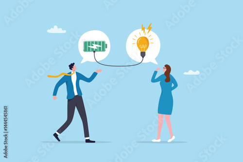 Mentor, advisor to motivate employee or inspiration, training or guidance help personal development to reach success, coaching concept, businessman mentor help employee to get new light bulb idea.