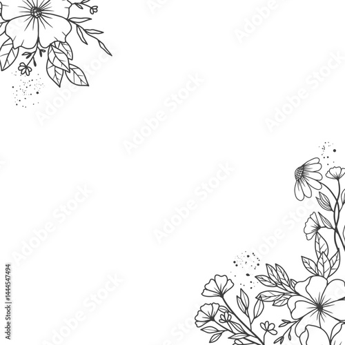 Elegant Floral Frame Corner Design Illustration