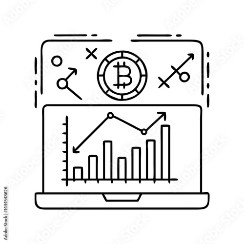crypto trading icon, crypto trading line art - simple line art of crypto trading, perfect for crypto trading logos and icons