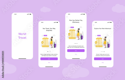 Travel mobile app onboarding screen