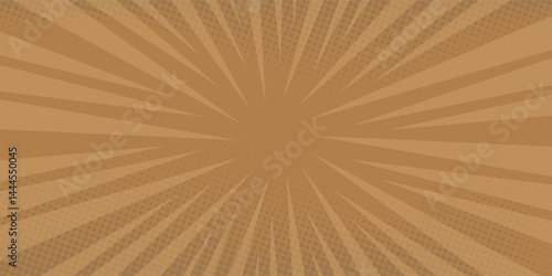 Comic background. Pop art texture. Starburst cartoon style. Anime design with explosion effect for print. Fun dot pattern. Blue backdrop with halftone gradient.