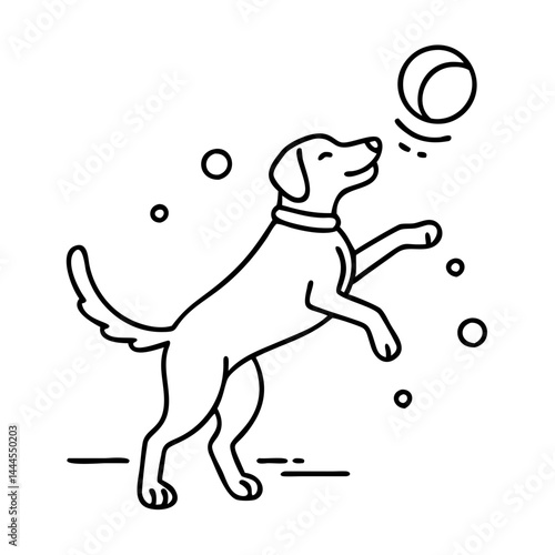 dog fetch icon, dog fetch line art - simple line art of dog fetch, perfect for dog fetch logos and icons