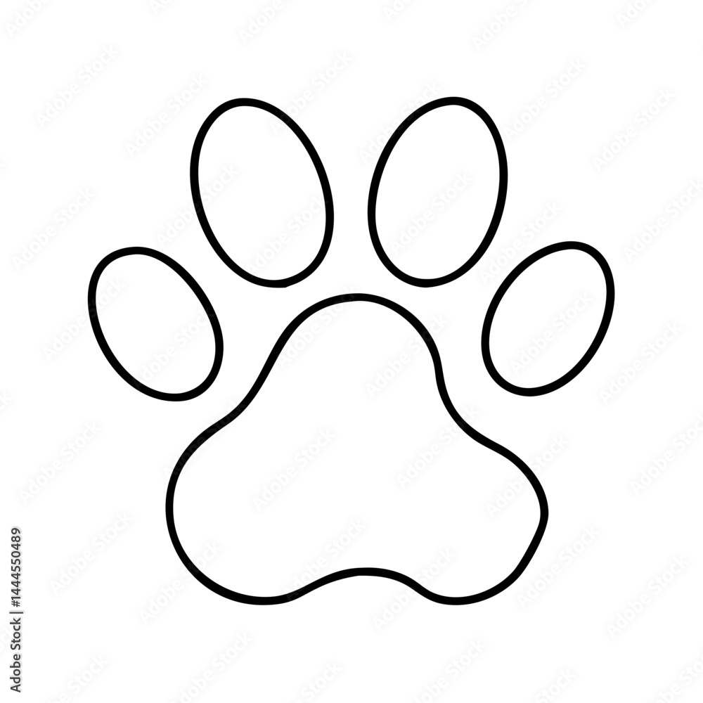 dog paw print icon, dog paw print line art - simple line art of dog paw print, perfect for dog paw print logos and icons dog paw print icon, dog paw print line art - simple line art of dog paw print, perfect for dog paw print logos and icons