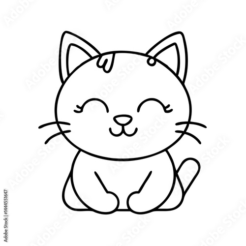 kitten icon, kitten line art - simple line art of kitten, perfect for kitten logos and icons