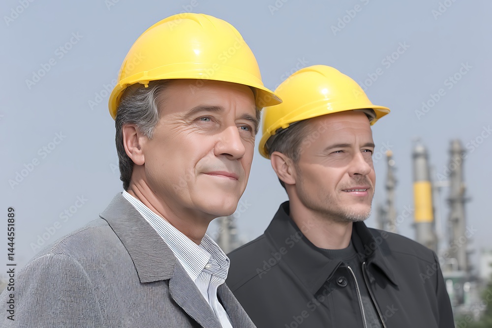 Refinery Engineers Planning Future with Industrial Site. Refinery Engineers Planning Future with Industrial Site.