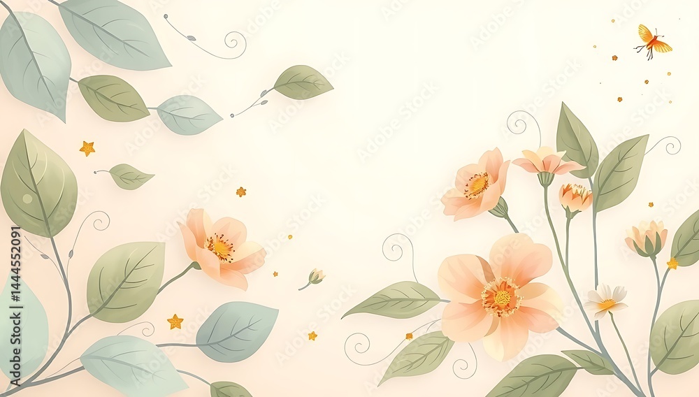 Obraz premium Bright Pastel Watercolor Botanical Frame