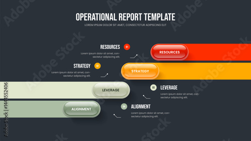 Digital Insight Four Element Infographic Slide Design. Professional Innovation Slideshow Template Vector Illustration. Company Briefing 4 Option Diagram Frame Layout.