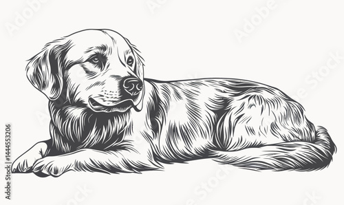 Minimalist Engraving Style Dog Vector Illustration for Animal Lovers and Designers