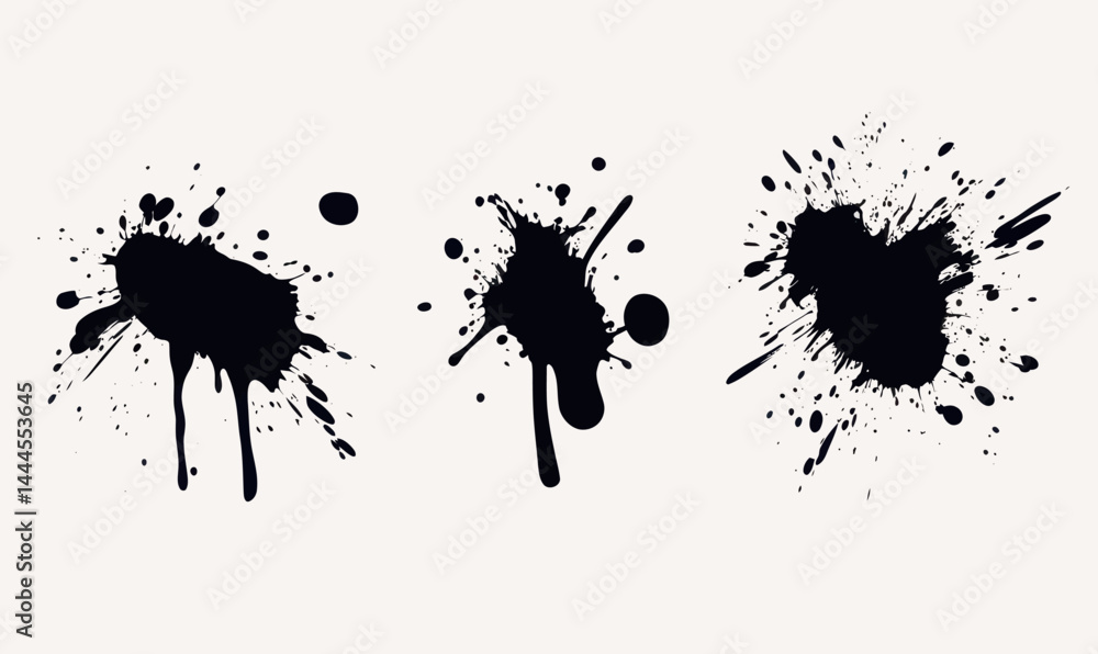 Fototapeta premium Minimalist Ink Splatter Vector Set for Creative Designs and Artistic Projects