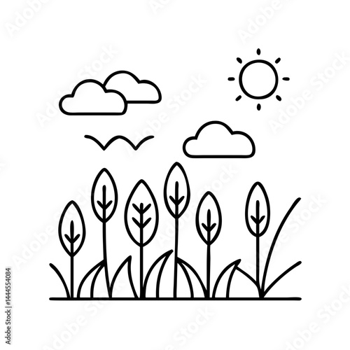 Obraz na płótnie meadow icon, meadow line art - simple line art of meadow, perfect for meadow log