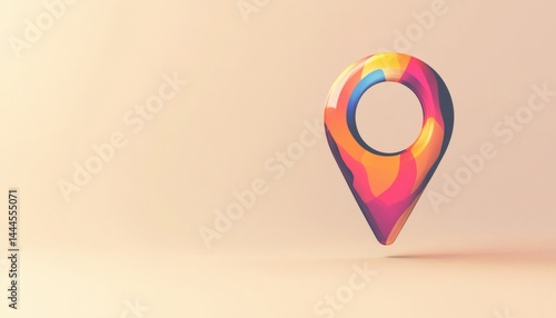 Free Download Colorful location marker against a soft peach background. - GFXLoad
