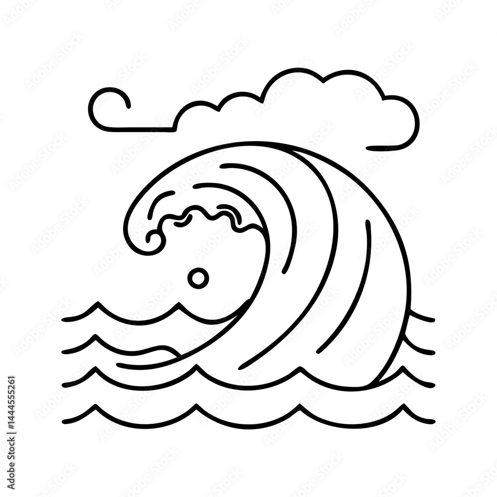 Naklejka premium ocean wave icon, ocean wave line art - simple line art of ocean wave, perfect for ocean wave logos and icons