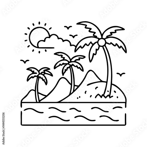 oasis icon, oasis line art - simple line art of oasis, perfect for oasis logos and icons