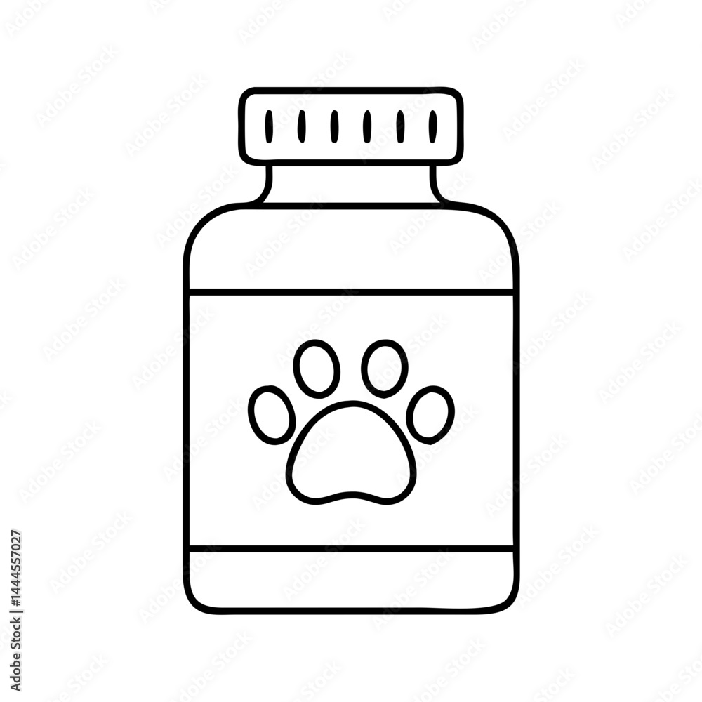 Fototapeta premium pet medicine bottle icon, pet medicine bottle line art - simple line art of pet medicine bottle, perfect for pet medicine bottle logos and icons