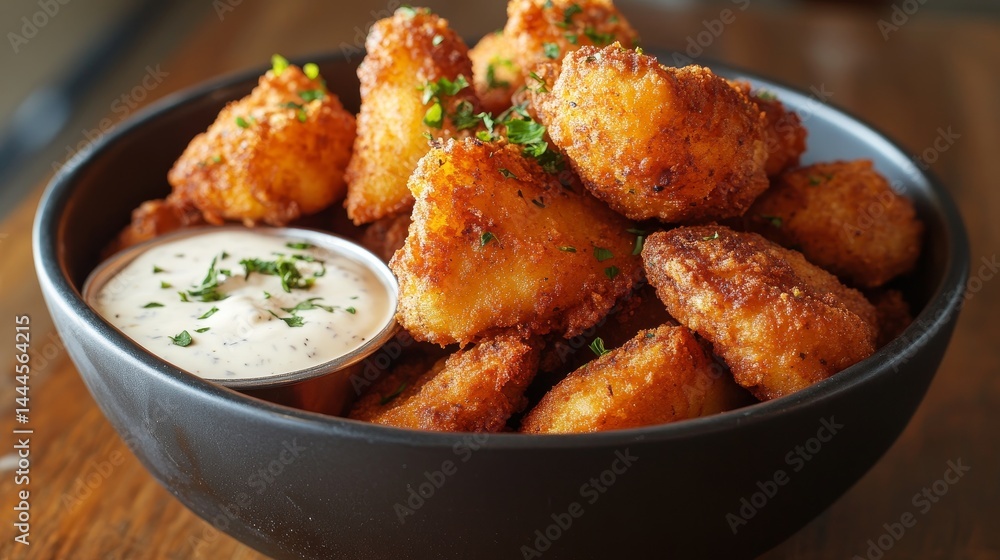 seasoned potato wedges with creamy dipping sauce in a bowl seasoned potato wedges with creamy dipping sauce in a bowl