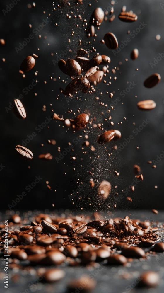 Coffee Beans in Dynamic Motion Coffee Beans in Dynamic Motion