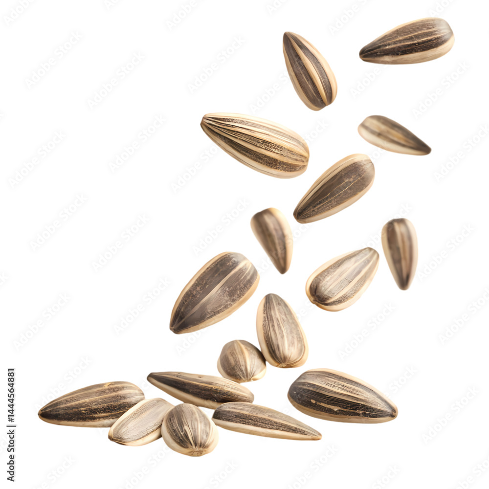 Obraz premium Falling Sunflower Seeds High Resolution Food Photo isolated on transparent background