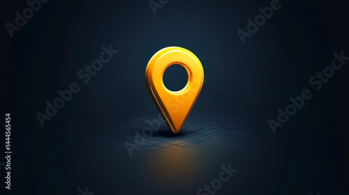 Free Download Golden location pin icon on dark background. - GFXLoad