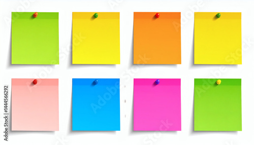 Set of Four Colorful Vector Blank Post-It Notes for Notes or Announcements Isolated on White Background for Office and Organization Use