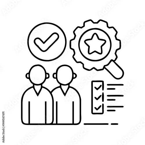 quality control icon, quality control line art - simple line art of quality control, perfect for quality control logos and icons