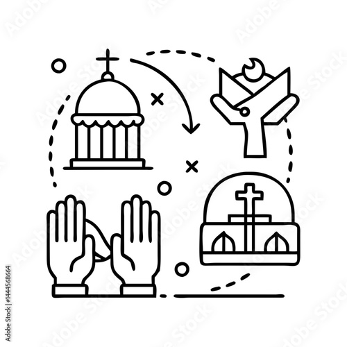 religious freedom icon, religious freedom line art - simple line art of religious freedom, perfect for religious freedom logos and icons