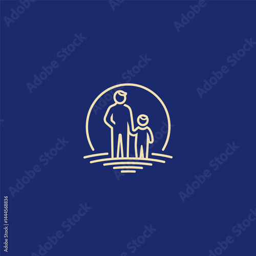 Father and child logo in minimalist line art style.