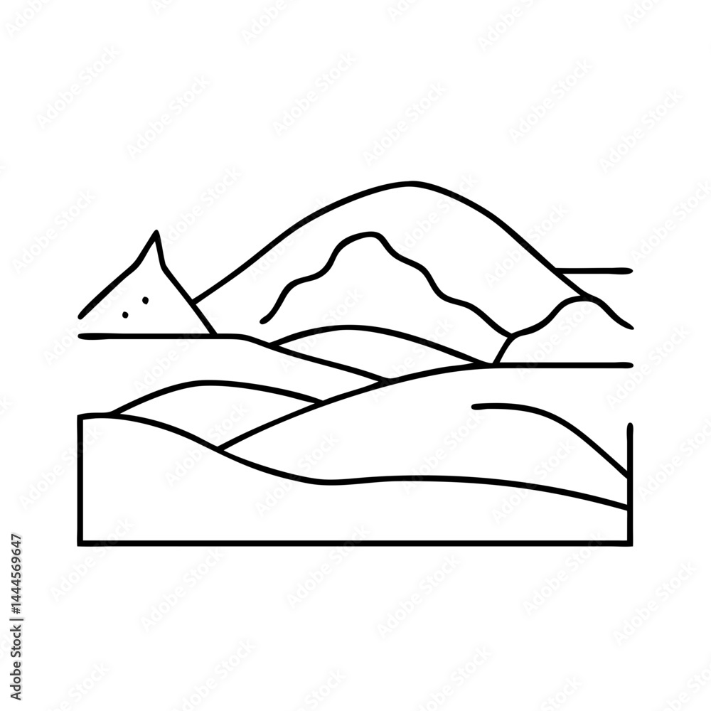 sand dunes icon, sand dunes line art - simple line art of sand dunes, perfect for sand dunes logos and icons sand dunes icon, sand dunes line art - simple line art of sand dunes, perfect for sand dunes logos and icons