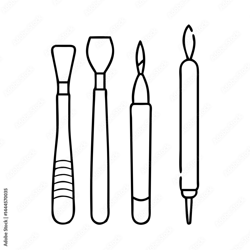 sculpting tools icon, sculpting tools line art - simple line art of sculpting tools, perfect for sculpting tools logos and icons sculpting tools icon, sculpting tools line art - simple line art of sculpting tools, perfect for sculpting tools logos and icons