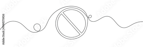 Linear prohibition continuous sign vector. Black stop sign drawn line. The no sign is a continuous line. Vector linear design ban