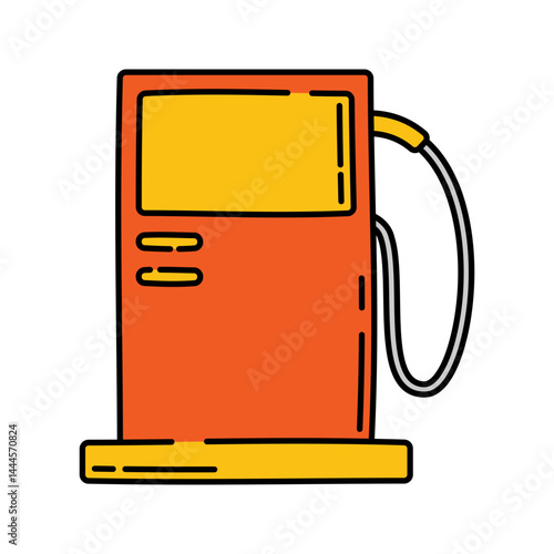 Gas Pump Handdrawn style, orange fuel dispenser icon, suitable for energy graphics automotive themes and travel app elements
