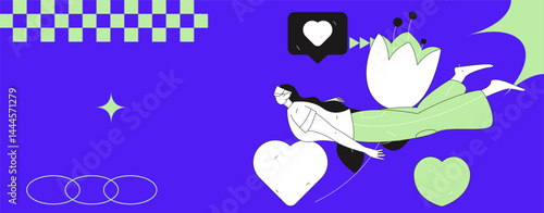 Happy Valentine's Day flat character vector concept business hand drawn illustration
