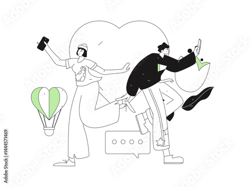 Happy Valentine's Day flat character vector concept business hand drawn illustration
