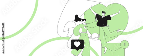 Happy Valentine's Day flat character vector concept business hand drawn illustration
