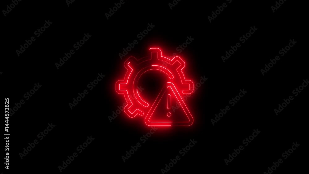 neon glowing red color warning attention animation icon, danger important icon animation on black background. neon glowing red color warning attention animation icon, danger important icon animation on black background.