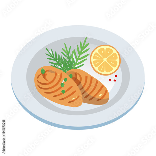  Grilled Salmon with Dill Sauce