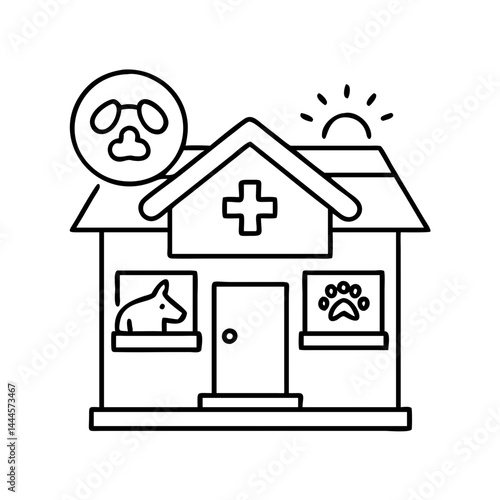 veterinary clinic icon, veterinary clinic line art - simple line art of veterinary clinic, perfect for veterinary clinic logos and icons