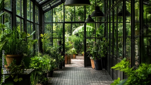 A Beautiful Green Greenhouse Filled with Various Potted Plants