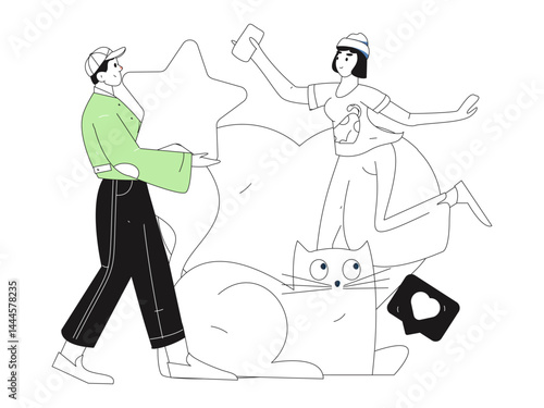 Happy Valentine's Day flat character vector concept business hand drawn illustration
