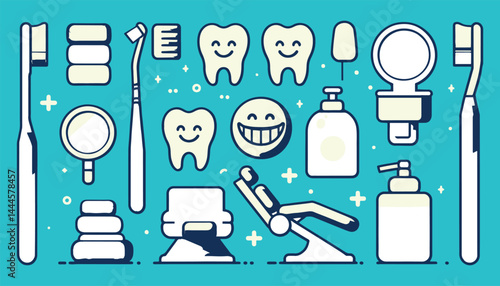 Dental Tools and Icons Illustration for Oral Health Concepts