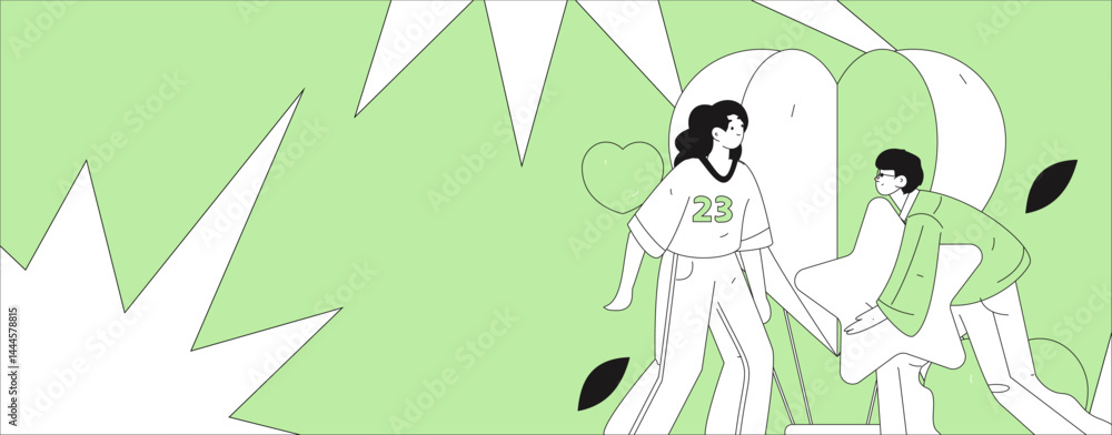 Obraz premium Happy Valentine's Day flat character vector concept business hand drawn illustration 