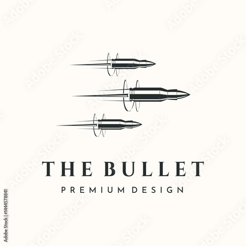 flying bullets vintage logo vector minimalist illustration design, bullets shot logo design